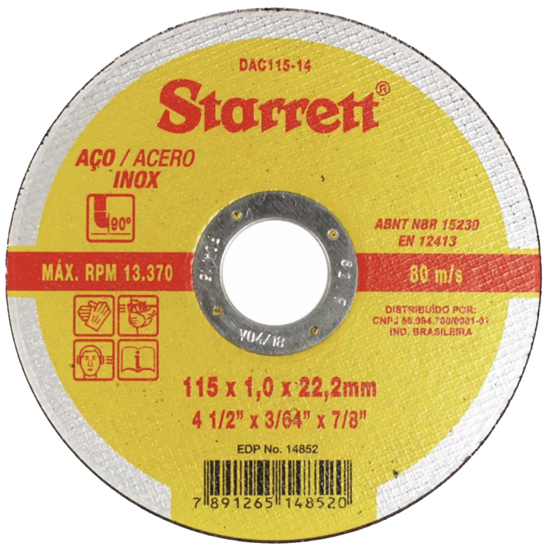 Disco corte DAC115-14 (115 x 1,0 x 22,2mm) STARRET